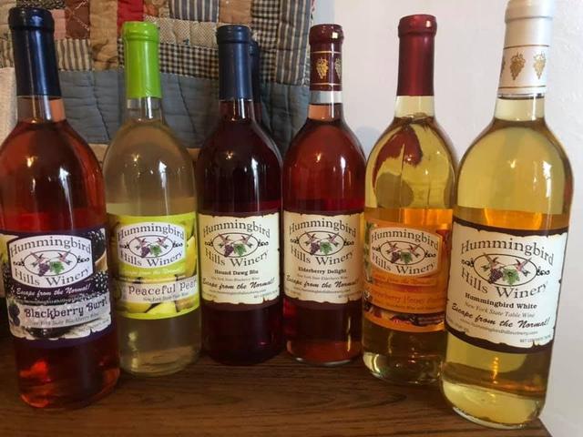 A lineup of Hummingbird Hills bottles
